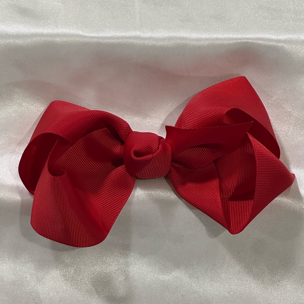 Bright Red Grosgrain Hair Bow Clip- bundle 2+ for shipping savings.